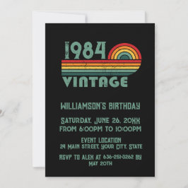 4パーソナライズされたヴィンテージ40歳の誕生日パーティー 招待状