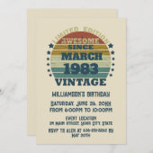 4パーソナライズされたヴィンテージ40歳の誕生日パーティー 招待状 (正面/裏面)