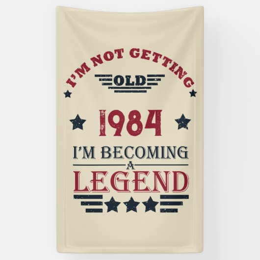 4パーソナライズされたヴィンテージ40歳の誕生日パーティー 横断幕 (縦)