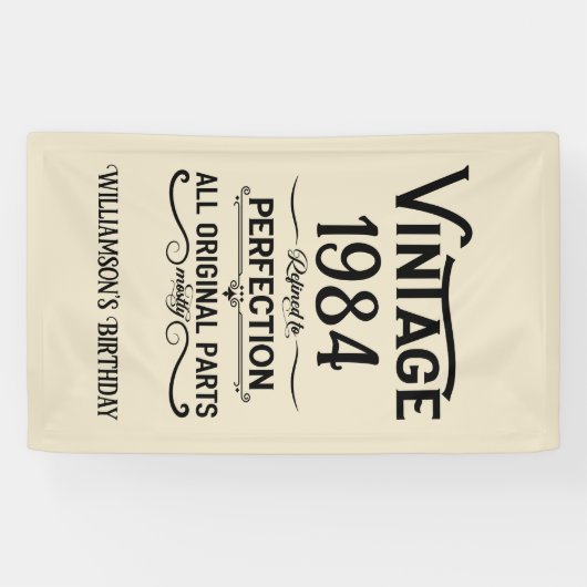 4パーソナライズされたヴィンテージ40歳の誕生日パーティー 横断幕 (横)