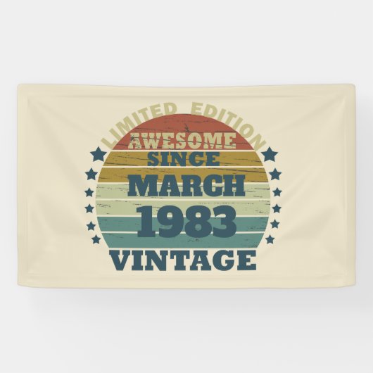 4パーソナライズされたヴィンテージ40歳の誕生日パーティー 横断幕 (横)