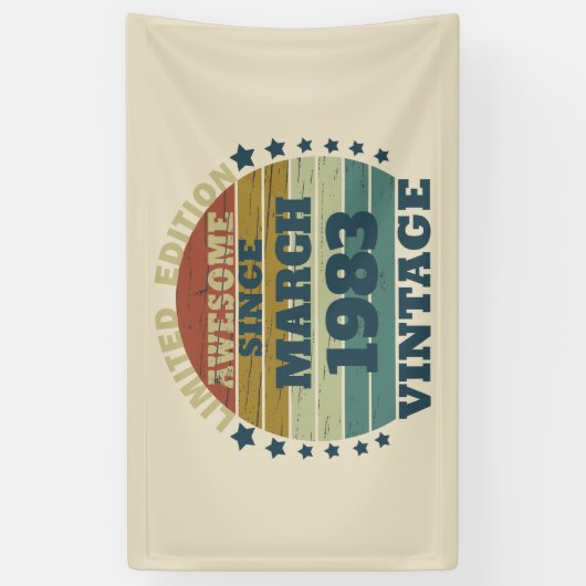 4パーソナライズされたヴィンテージ40歳の誕生日パーティー 横断幕 (縦)