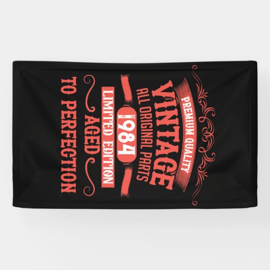 4パーソナライズされたヴィンテージ40歳の誕生日パーティー 横断幕 (横)