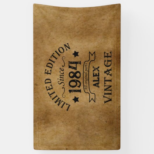 4パーソナライズされたヴィンテージ40歳の誕生日パーティー 横断幕 (縦)