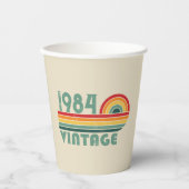 4パーソナライズされたヴィンテージ40歳の誕生日パーティー 紙コップ (正面)