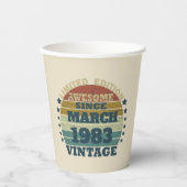 4パーソナライズされたヴィンテージ40歳の誕生日パーティー 紙コップ (正面)