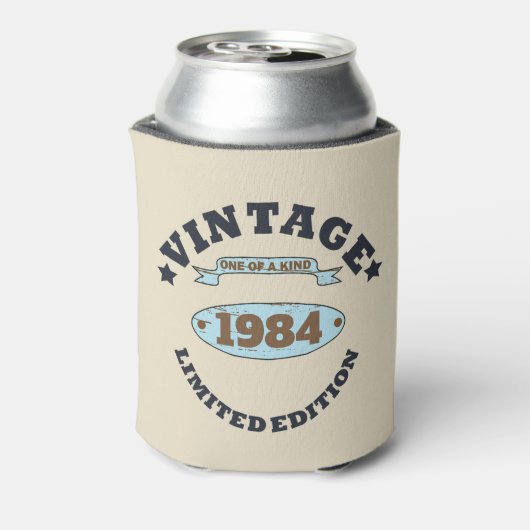 4パーソナライズされたヴィンテージ40歳の誕生日パーティー 缶クーラー (缶裏面)