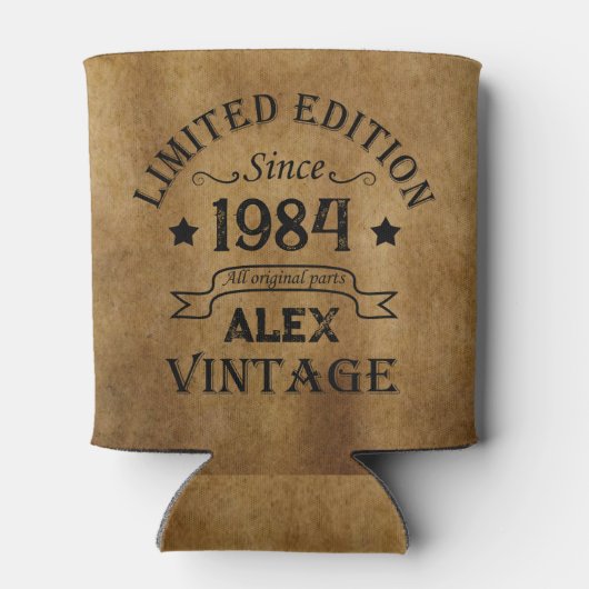 4パーソナライズされたヴィンテージ40歳の誕生日パーティー 缶クーラー (裏面)