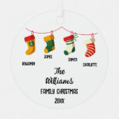 4パーソナライズされた人の名前をカスタムすると家族のクリスマス メタルオーナメント (正面)
