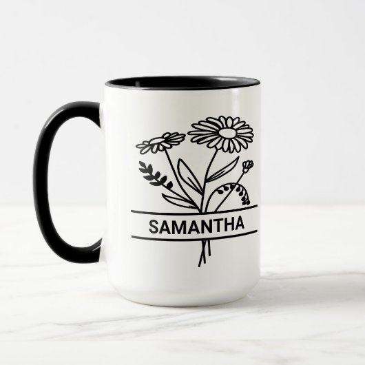 4パーソナライズされた月誕生花母の名前 マグカップ (左)