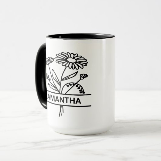 4パーソナライズされた月誕生花母の名前 マグカップ (正面左)