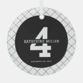 4パーソナライズされた歳のバースデモダンィアとエレガント ガラスオーナメント (正面)