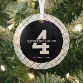 4パーソナライズされた歳のバースデモダンィアとエレガント ガラスオーナメント