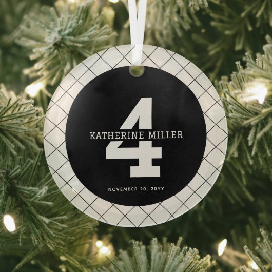 4パーソナライズされた歳のバースデモダンィアとエレガント ガラスオーナメント (インサイチュ)