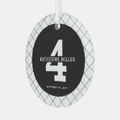 4パーソナライズされた歳のバースデモダンィアとエレガント ガラスオーナメント (正面左)