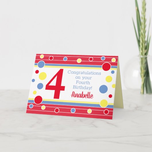 4パーソナライズされた番目の誕生日! カード (正面)