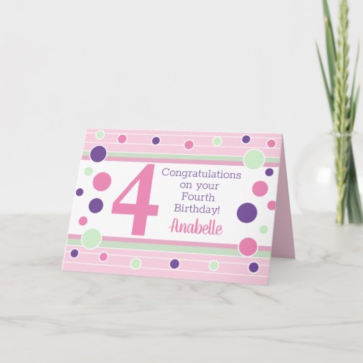 4パーソナライズされた番目の誕生日! カード (正面)