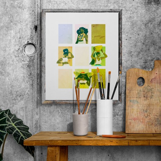 4ビューティフルブラックレディースアーティシクグランジスタイル ポスター