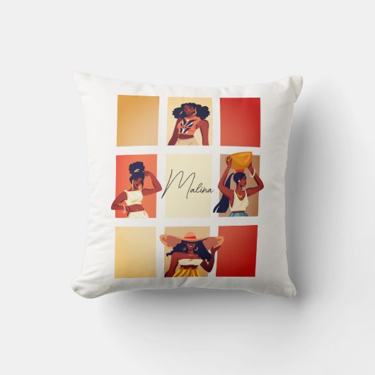 4ビューティフルブラックレディースボホシックアートスタイル名 クッション (正面)