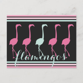4ピンクフラミンゴスワンライトブルー ポストカード