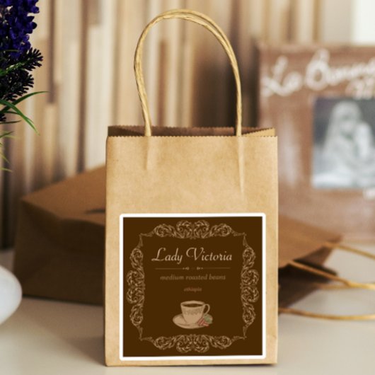 4ピースのヴィンテージブラウンカスタムコーヒー シール