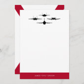 4ファイター赤と白ジェットシルエットパーソナル サンキューカード (正面/裏面)