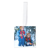 4ファミリーフォトキュートブルーハヌカーカスタムホリデー キューブオーナメント (正面)