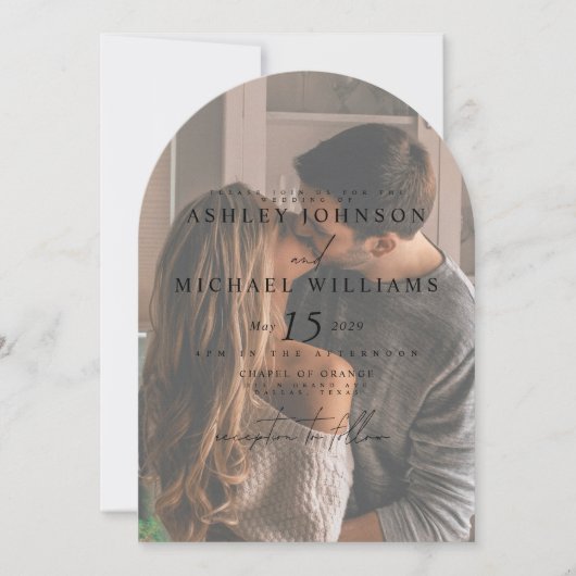 4フォトアエレガントーチオーバーレイ結婚式招待状 招待状 (正面)