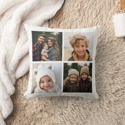 4フォトインスタグラムのコラージュと白い背景 クッション (ブランケット)