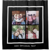 4フォトインスタグラムコラージュ黒縁ど白 シャワーカーテン (正面)