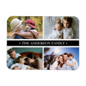 4フォトエレガントコラージブラックストライプ マグネット (横)