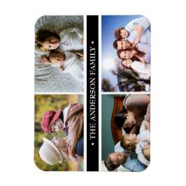 4フォトエレガントコラージブラックストライプ マグネット