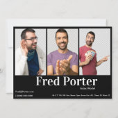 4フォトオスのアクターのヘッドショットコンプカードテンプレート 招待状 (裏面)