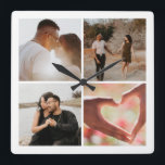 4フォトカスタムコラパーソナライズされたージュ スクエア壁時計<br><div class="desc">リカソからカスタムフォトコラージユニークカスタマイズパーソナライズされた 4フォトクロックを作成する</div>