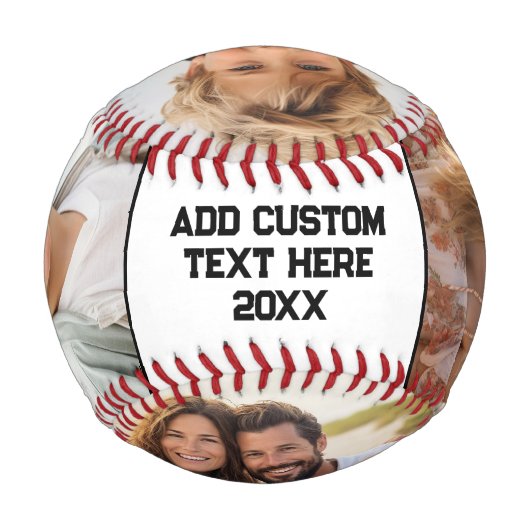 4フォトカスタムコラージュを作成し、文字を上に配置 野球ボール (裏面)