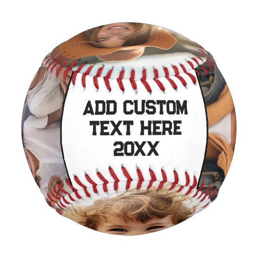 4フォトカスタムコラージュを作成し、文字を上に配置 野球ボール (正面)