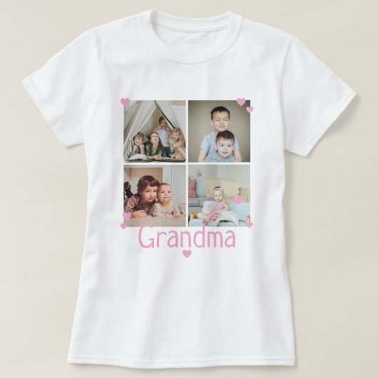 4フォトカスタムコラージュパーソナライズされた Tシャツ (デザイン正面)