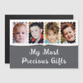 4フォトカスタム文字ホワイトグレー磁気カード マグネット招待状 (正面/裏面)