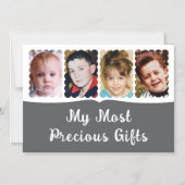 4フォトカスタム文字ホワイトグレー磁気カード マグネット招待状 (正面)