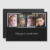 4フォトカスタム文字白黒磁気カード マグネット招待状 (正面/裏面)