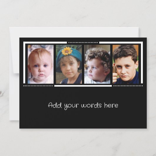 4フォトカスタム文字白黒磁気カード マグネット招待状 (正面)