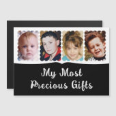 4フォトカスタム文字白黒磁気カード マグネット招待状 (正面/裏面)