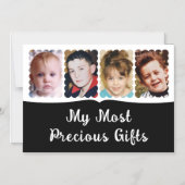 4フォトカスタム文字白黒磁気カード マグネット招待状 (正面)