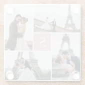 4フォトギャラリーとカラーブロックのモノグラム ガラスコースター (裏面)