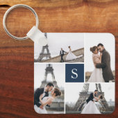 4フォトギャラリーネイビーブルーモノグラム キーホルダー (正面)