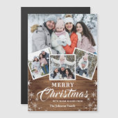 4フォトクリスマスウッド素朴磁気カード (正面/裏面)