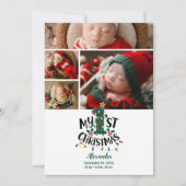 4フォトクリスマスツリーのライト初めてのクリスマス シーズンカード (正面)