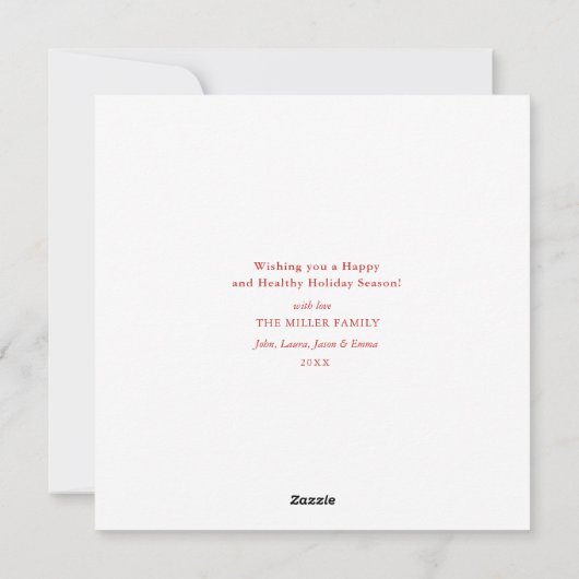 4フォトクレストモノグラムのスクエアクリスマス シーズンカード (裏面)