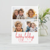 4フォトグリーンと赤のドット – クリスマスハッピー シーズンカード (スタンド正面)