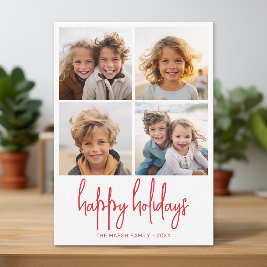 4フォトグリーンと赤のドット – クリスマスハッピー シーズンカード